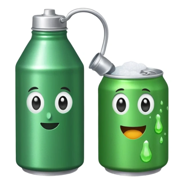 Green Soda can on left and Salt Jug on right sticker