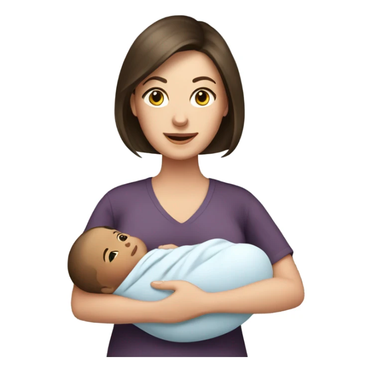 White brunette mom with newborn  sticker