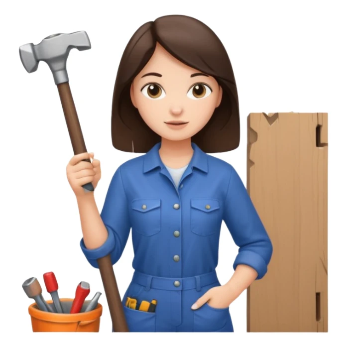 brunette girl renovating her apartment sticker