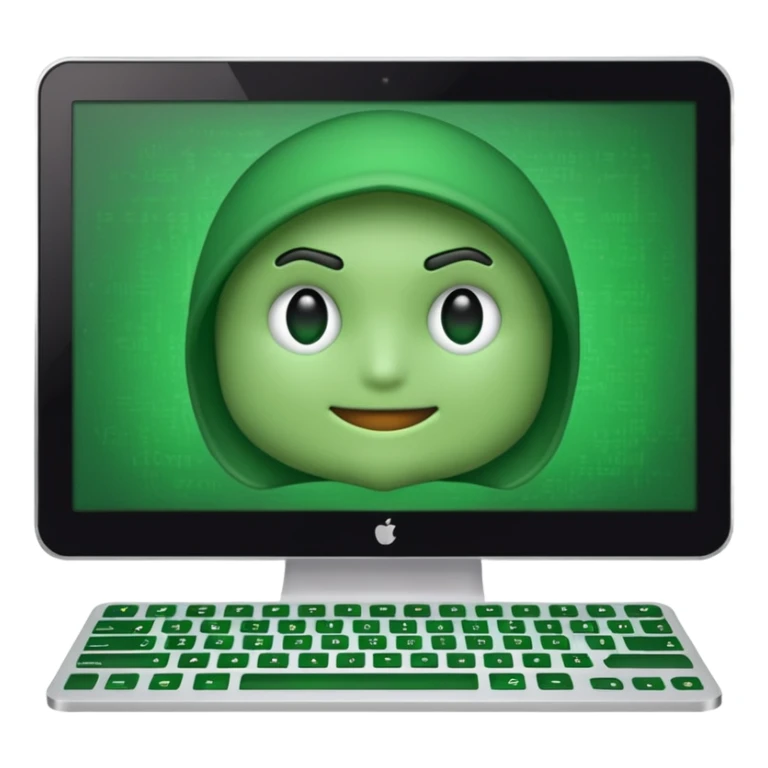 Generate hacker emoji that's looks like coding and use that hackers color theme sticker