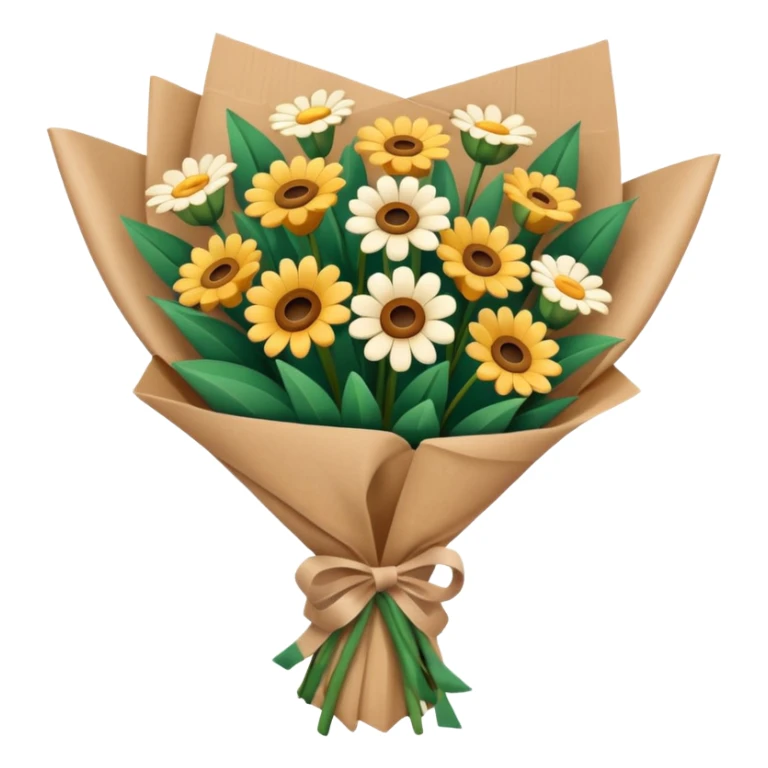 Neutral Flower bouquet wrapped in brown paper  sticker