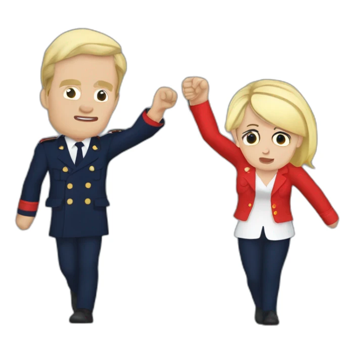 Marine le Pen ans Macron fight sticker