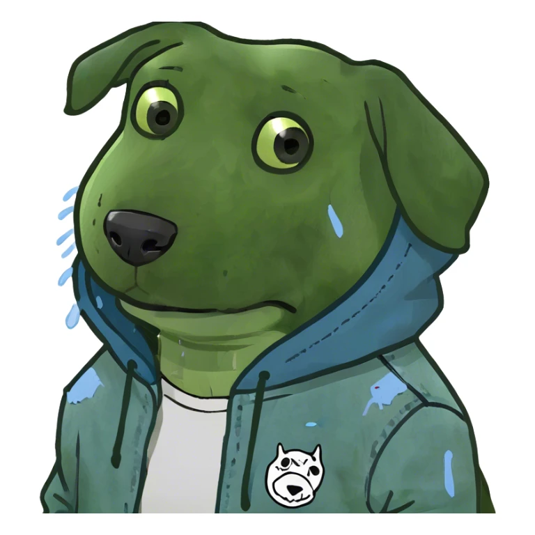 dog wearing a denim tears hoodie  sticker