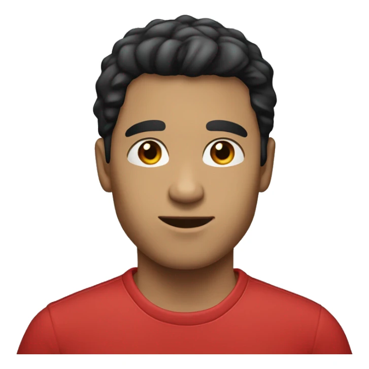 light skin man  with red t-shirt have black hair, blue eyes sticker