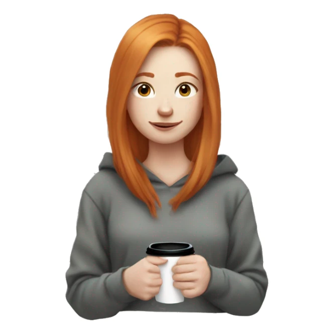 Aesthetic Ginger girl straight thick hair and a coffee sticker
