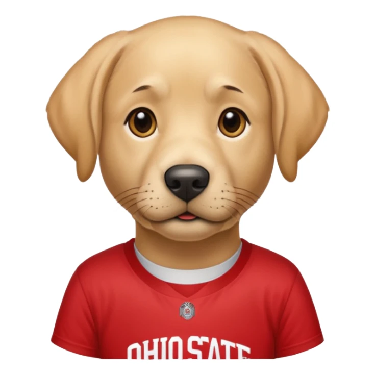 Yellow lab wearing Ohio State shirt sticker