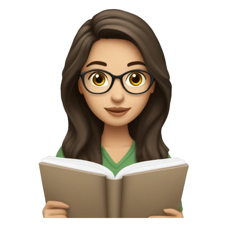Pretty brunette woman studying sticker