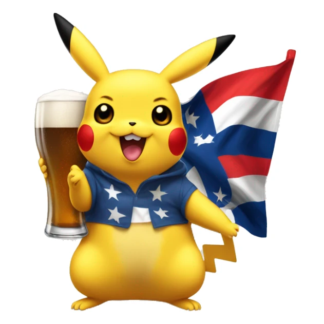 Pikachu con una cerveza y bandera de Suecia  sticker