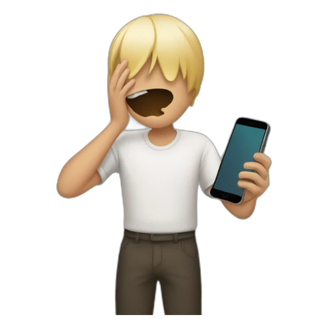 exasperated person holding a phone vertically in front of their face sticker