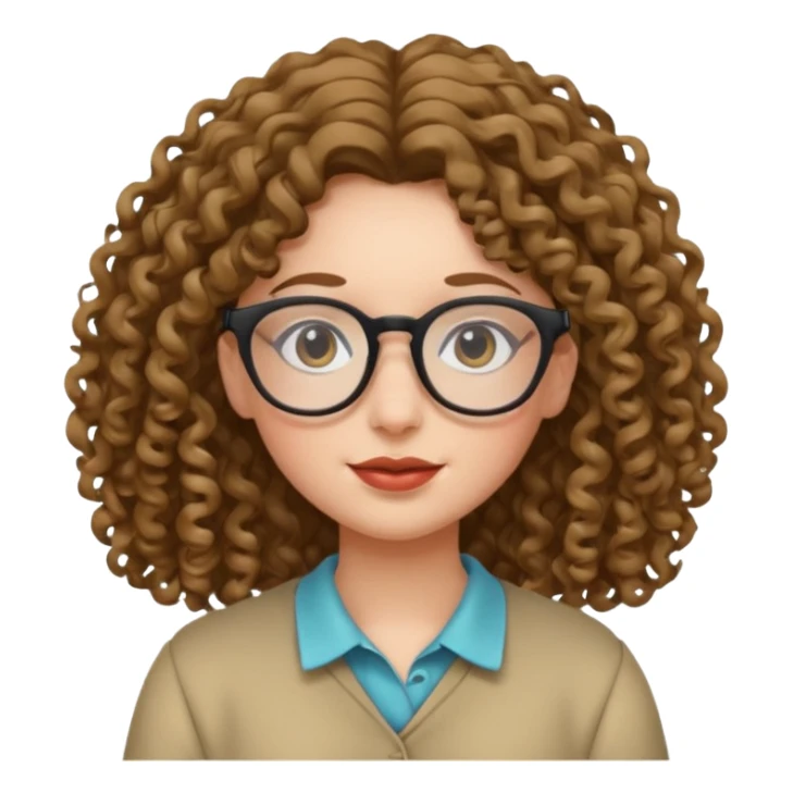una chica con rizos y el cabello suelto con gafas sticker