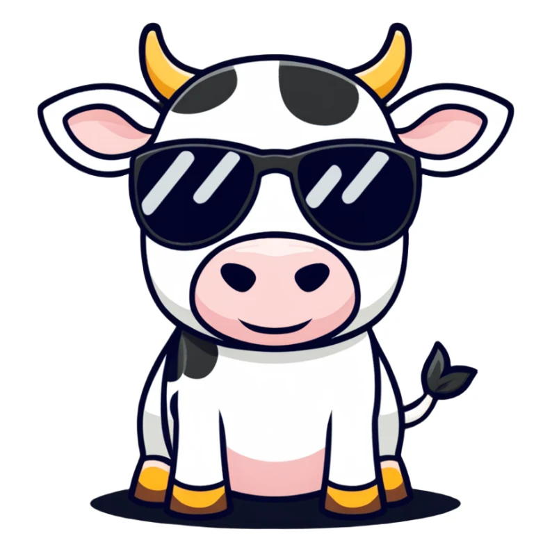 Cow wearing sunglasses sticker