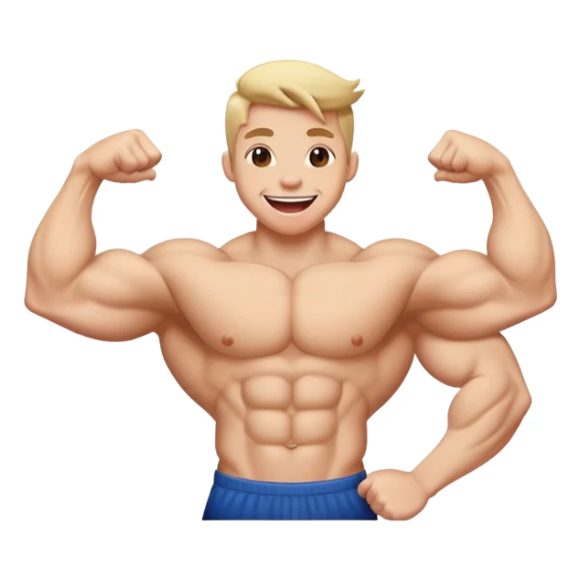 Tongue out emoji flexing muscle sticker