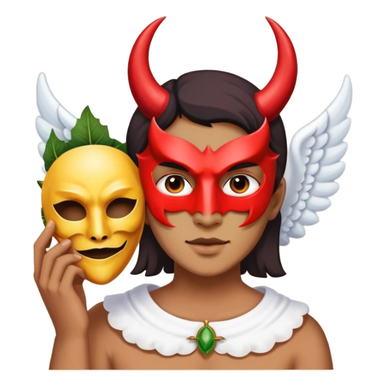 Calabaera mesclada con diablo quitándose mascara de calabera mesclada con anjel  sticker