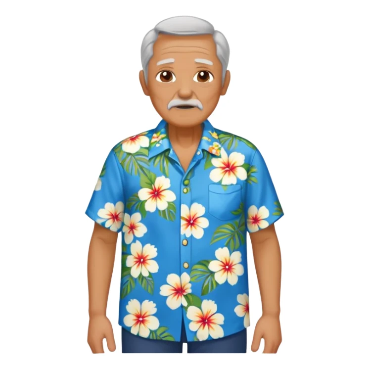 old man with hawai blue floweral shirt  full body  sticker
