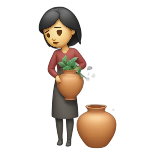 woman breaking vase, sad sticker