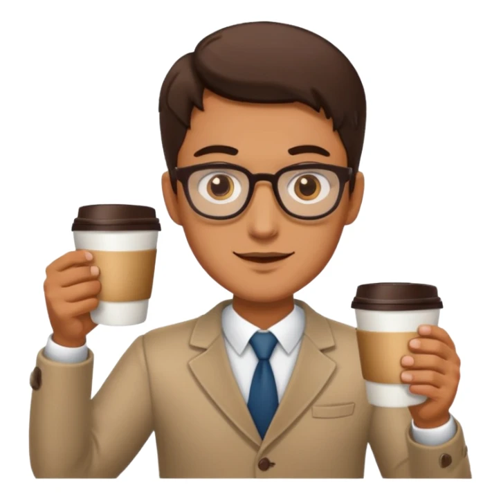 a man with two glasses of coffee sticker