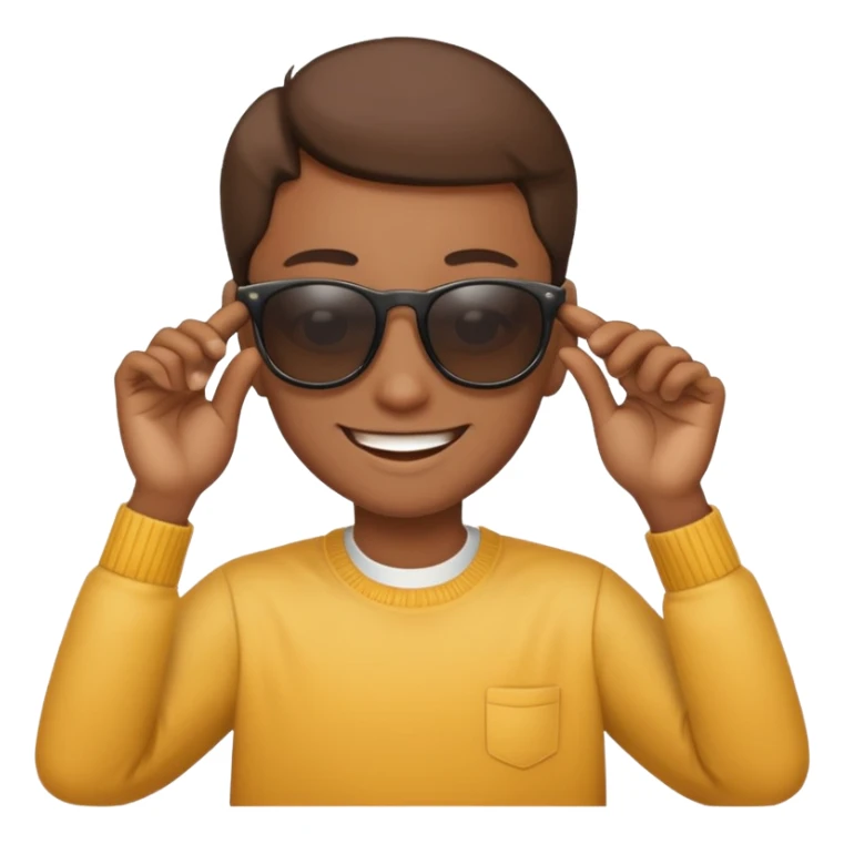 Emoji tilting head and lowering sunglasses to see sticker