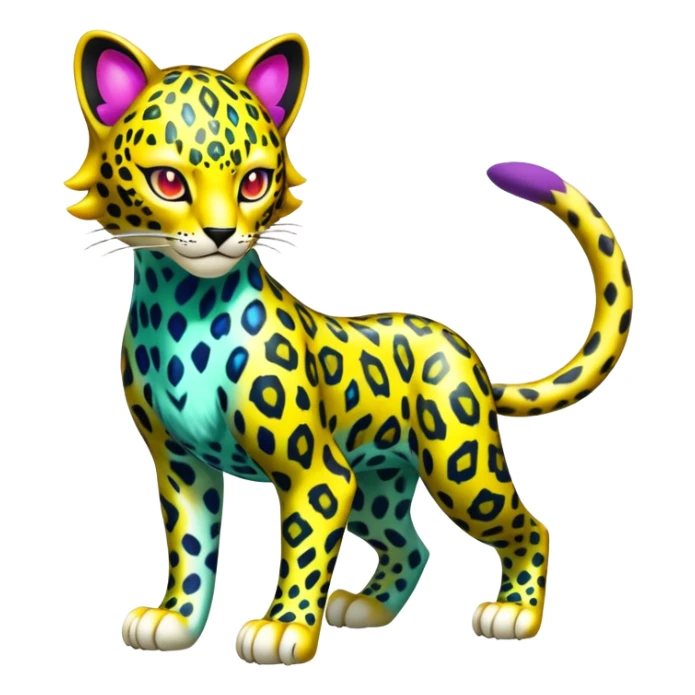 Shiny Elemental Exotic Colorful Epic Cool Tropical Liepard-Delcatty-Pokémon-Fakémon-hybrid-creature (full body) sticker