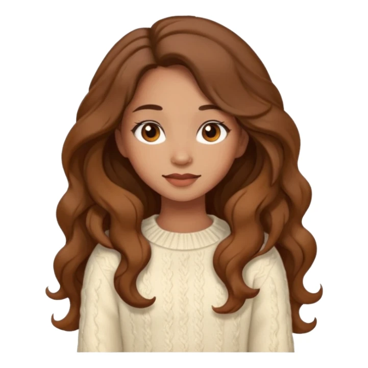Cozy mixed girl with long wavy hair dressed for fall sticker