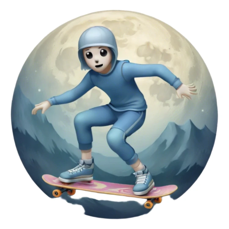 ghost skater boi ghost sk8 boarding under a moon sticker