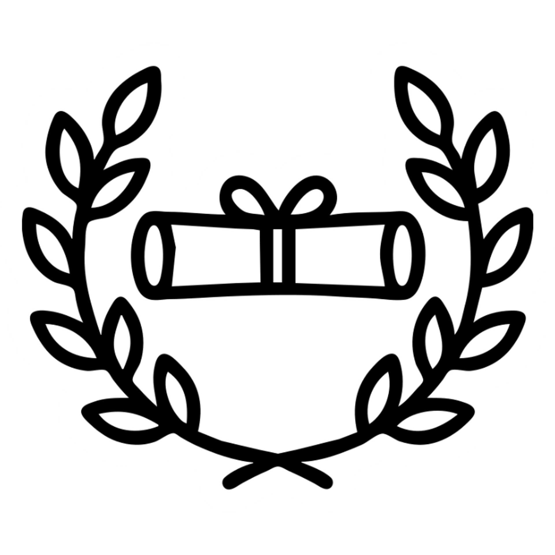 laurel wreath encircling a diploma scroll, elegant and iconic icon sticker