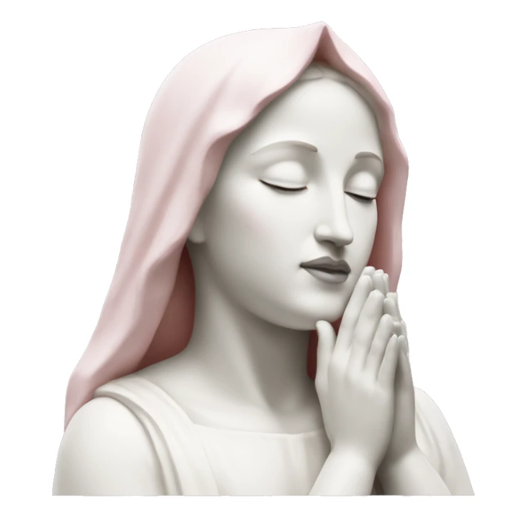 White and light pink Madonna statue with hands together eyes closed sticker