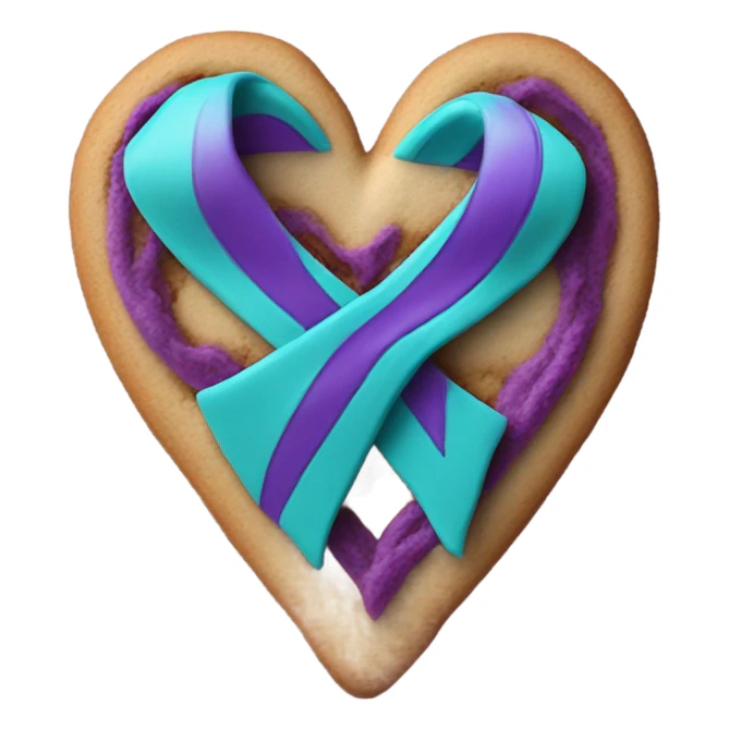 Purple teal Suicide awareness ribbon, heart cookie sticker