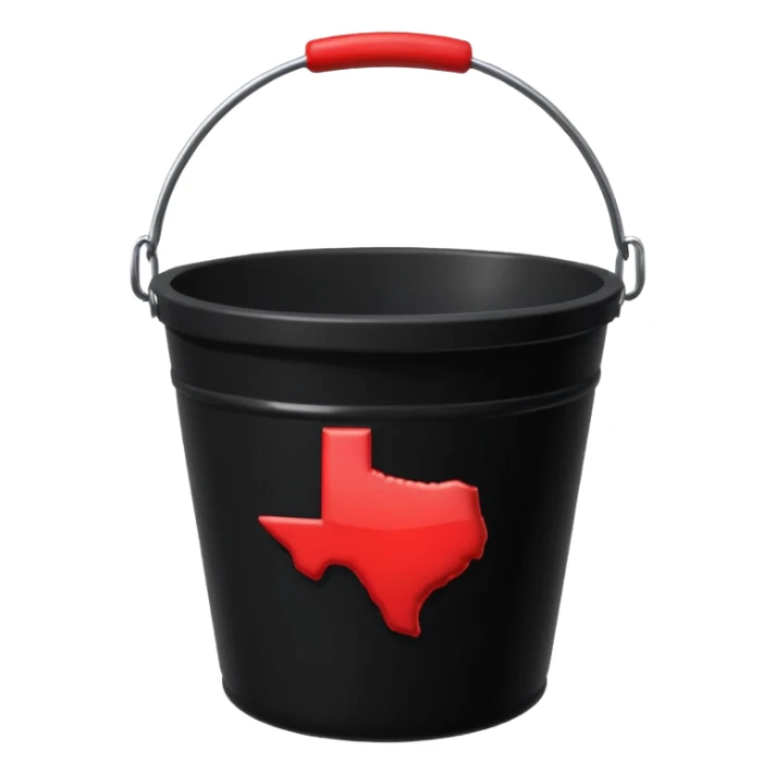 black bucket names in it with red texas on front  sticker