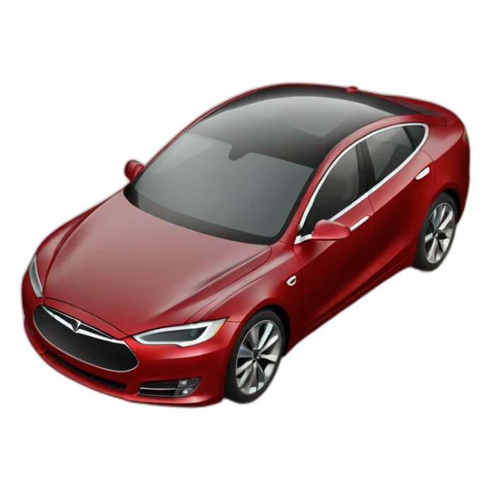 modern sedan car in red like tesla but without logo and without grill sticker
