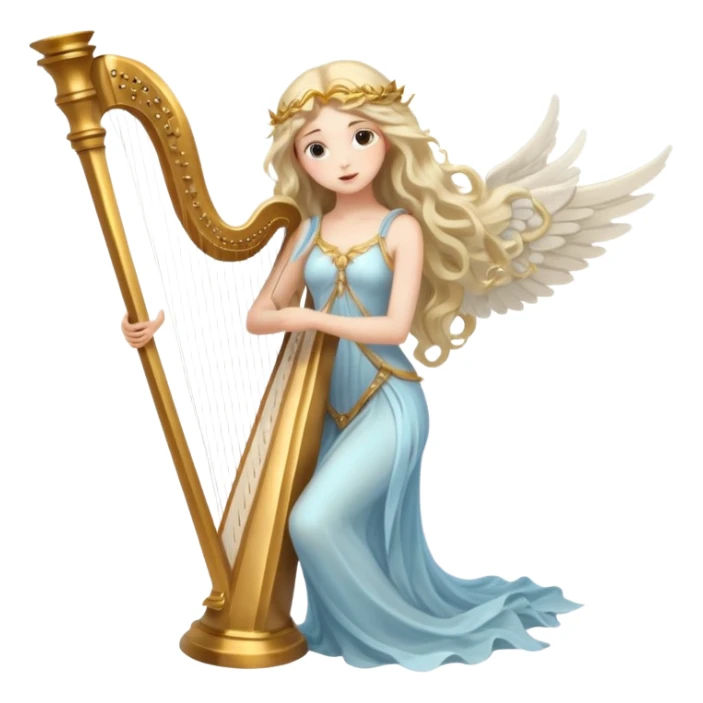 Muse of inspiration with wings and a harp in her hand sticker