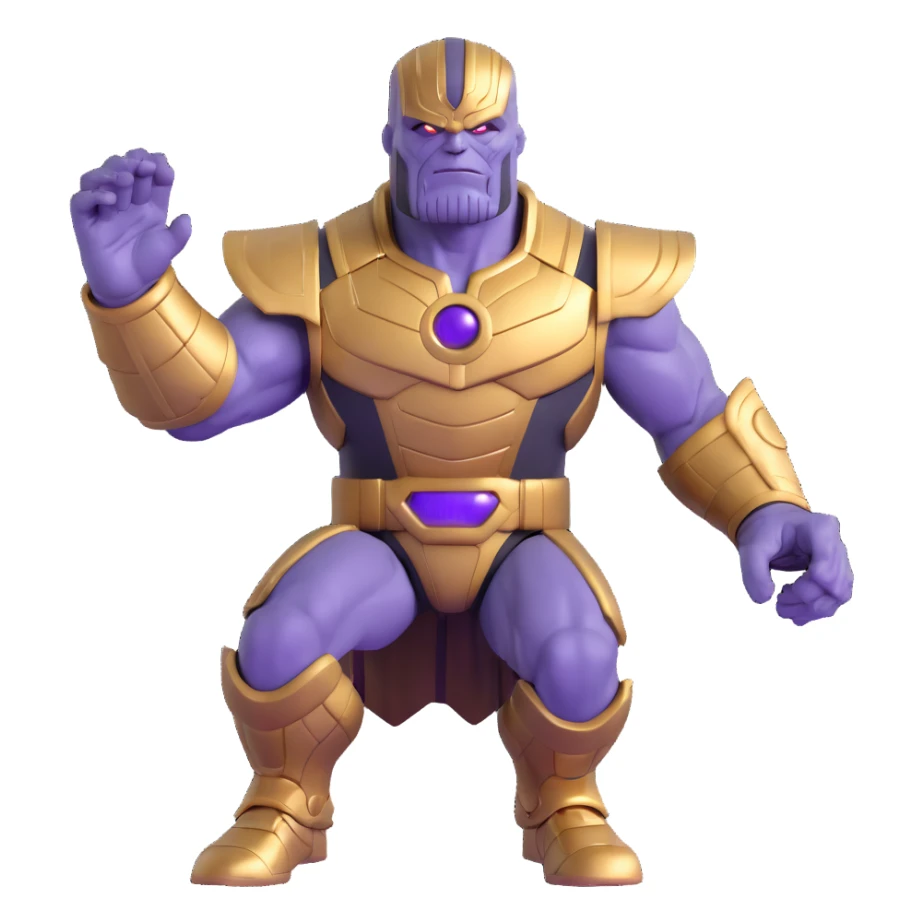 Thanos with purple skin and gold armor sticker