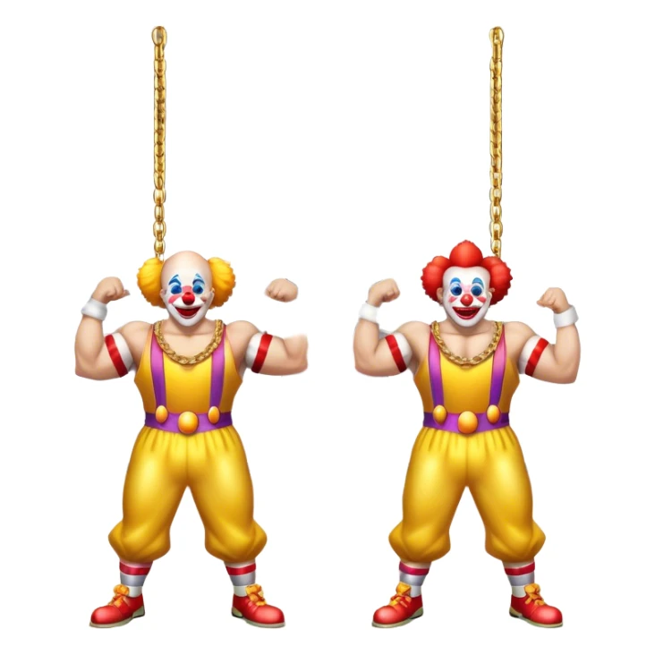 clowns with golden chain on the neck training in gym. full height  sticker