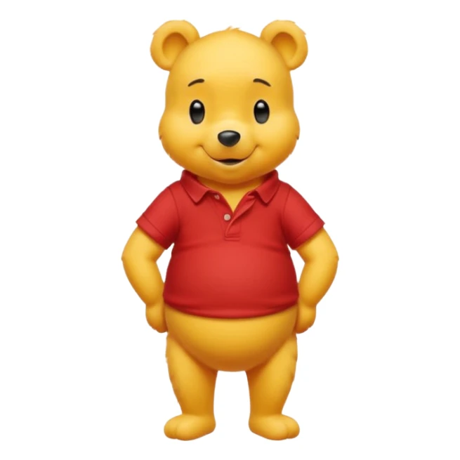 ursinho Pooh full body smiling yellow red shirt simple sticker