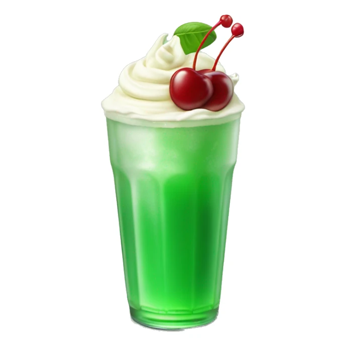 soft green soda drink with cream and cherry on top sticker