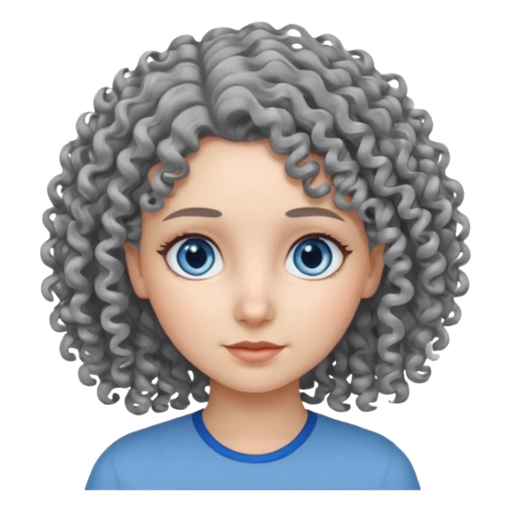 girl with grey curly hair and blue eyes sticker