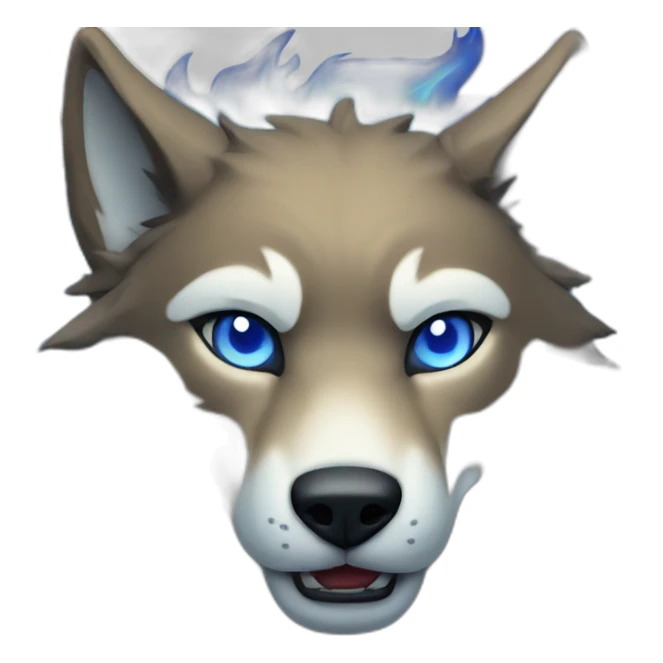 a wolf made of blue flames sticker