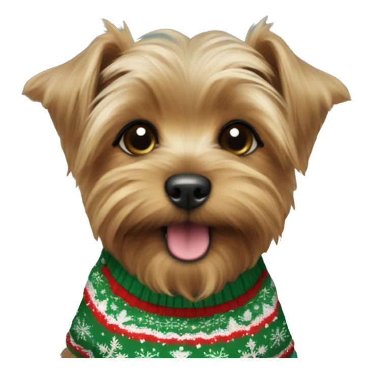 yorkshire terrier puppy in the christmas sweater sticker