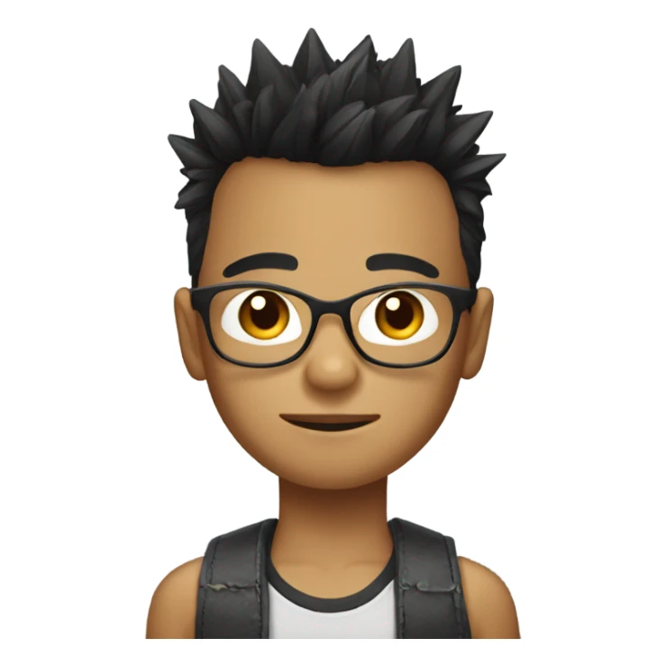make a very short filipino boy with glasses and spiky hair sticker
