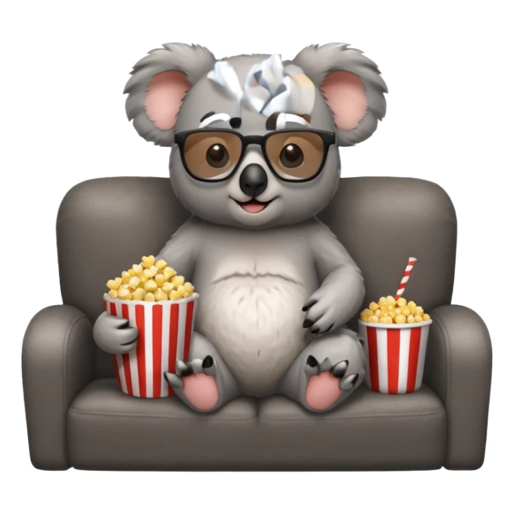 A koala with glasses watching movie sticker