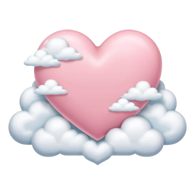 pastel pink heart surrounded by clouds iOS Apple emoji style sticker