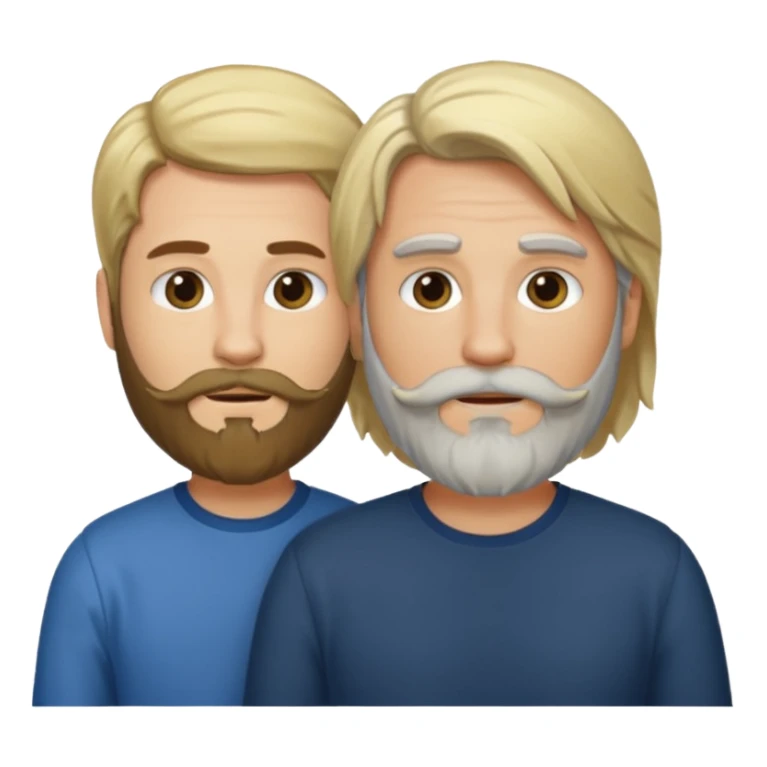 Man with a beard and long hair gathered with another short-haired blond man sticker