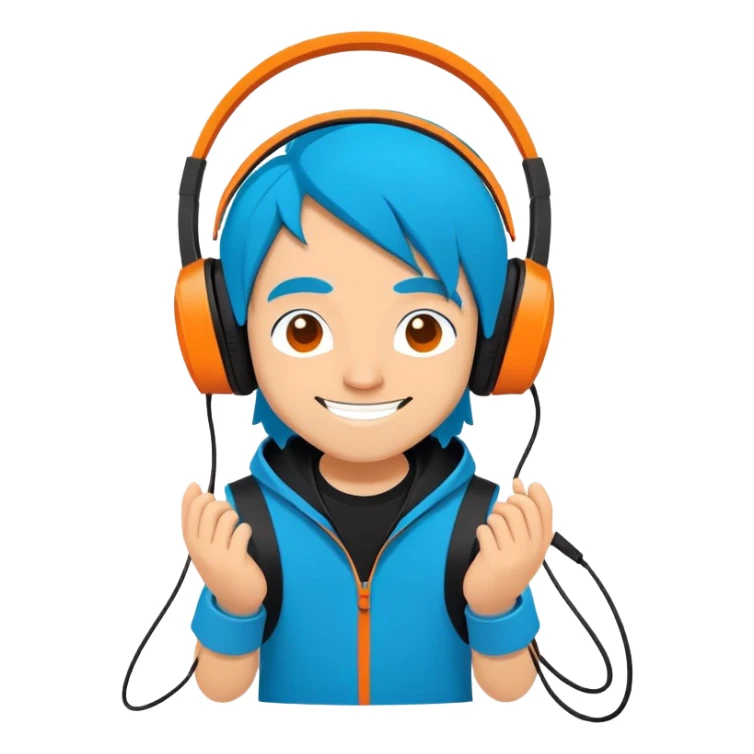 Sprunki character from Incredibox, cute cartoon mascot with headphones sticker