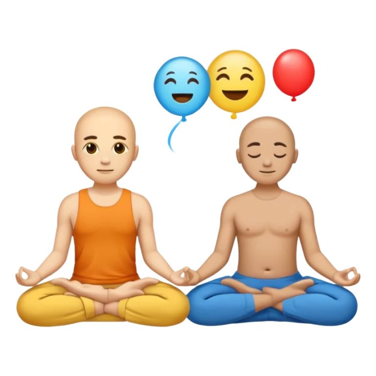  split circle: one half shows a party emoji 🎉 (pleasure), the other a person meditating 🧘 (meaning)—flat vector style, labeled “Type 1” and “Type 2.” sticker