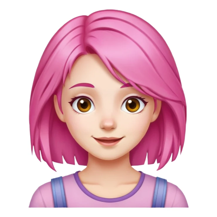 girl with pink hair, cheerful expression sticker