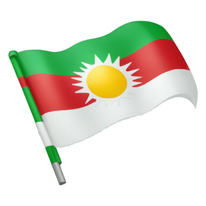 Kurdistan flag, red on top, green on bottom, white with a sun in the middle  sticker