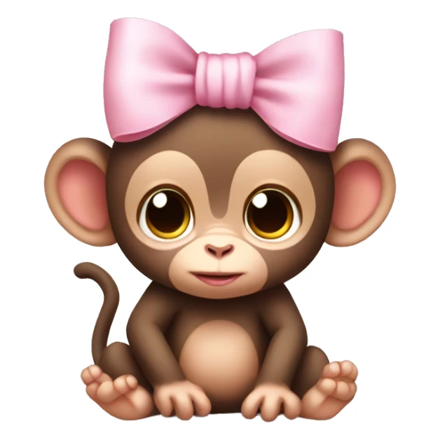 cute baby monkey with light pink bow on the side of its head sticker