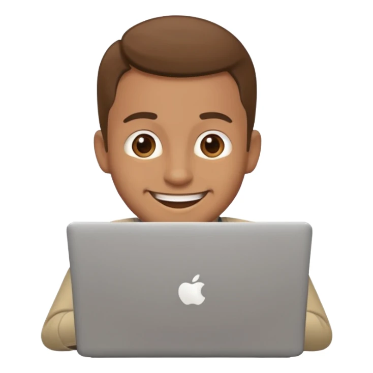 happy man on laptop with light brown skin color , sticker