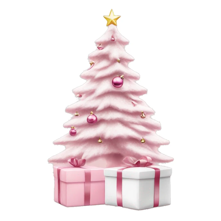 Light pink Christmas gifts under a white Christmas tree  sticker