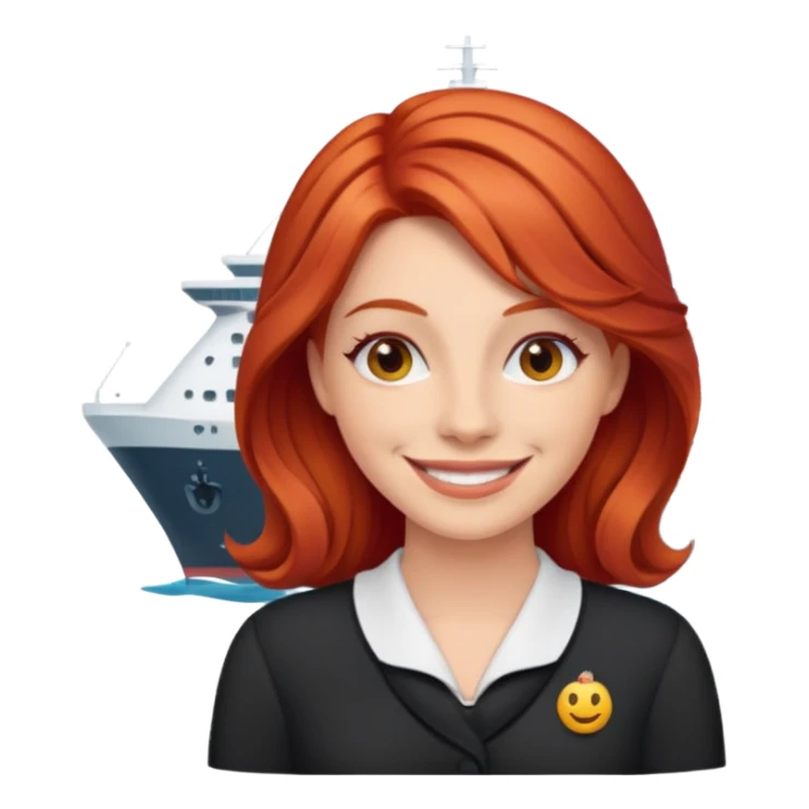 cruise emoji with a red headed woman sticker