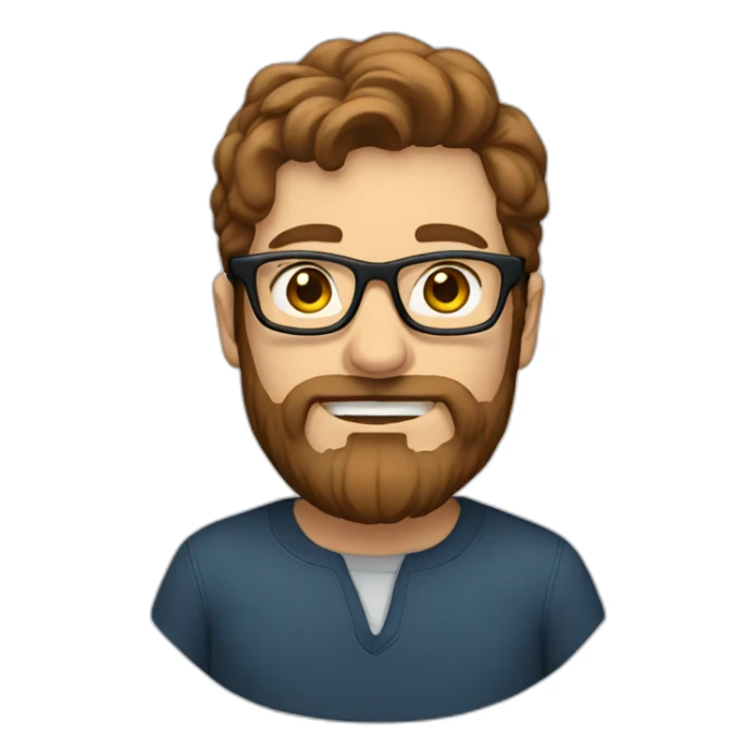 white man with brown hair and beard wearing glasses sticker